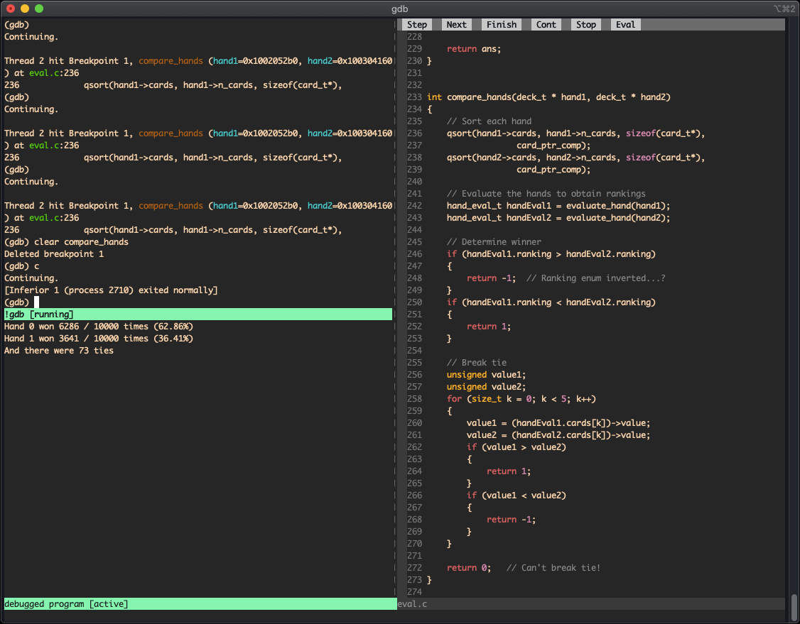 VIM GDB debug