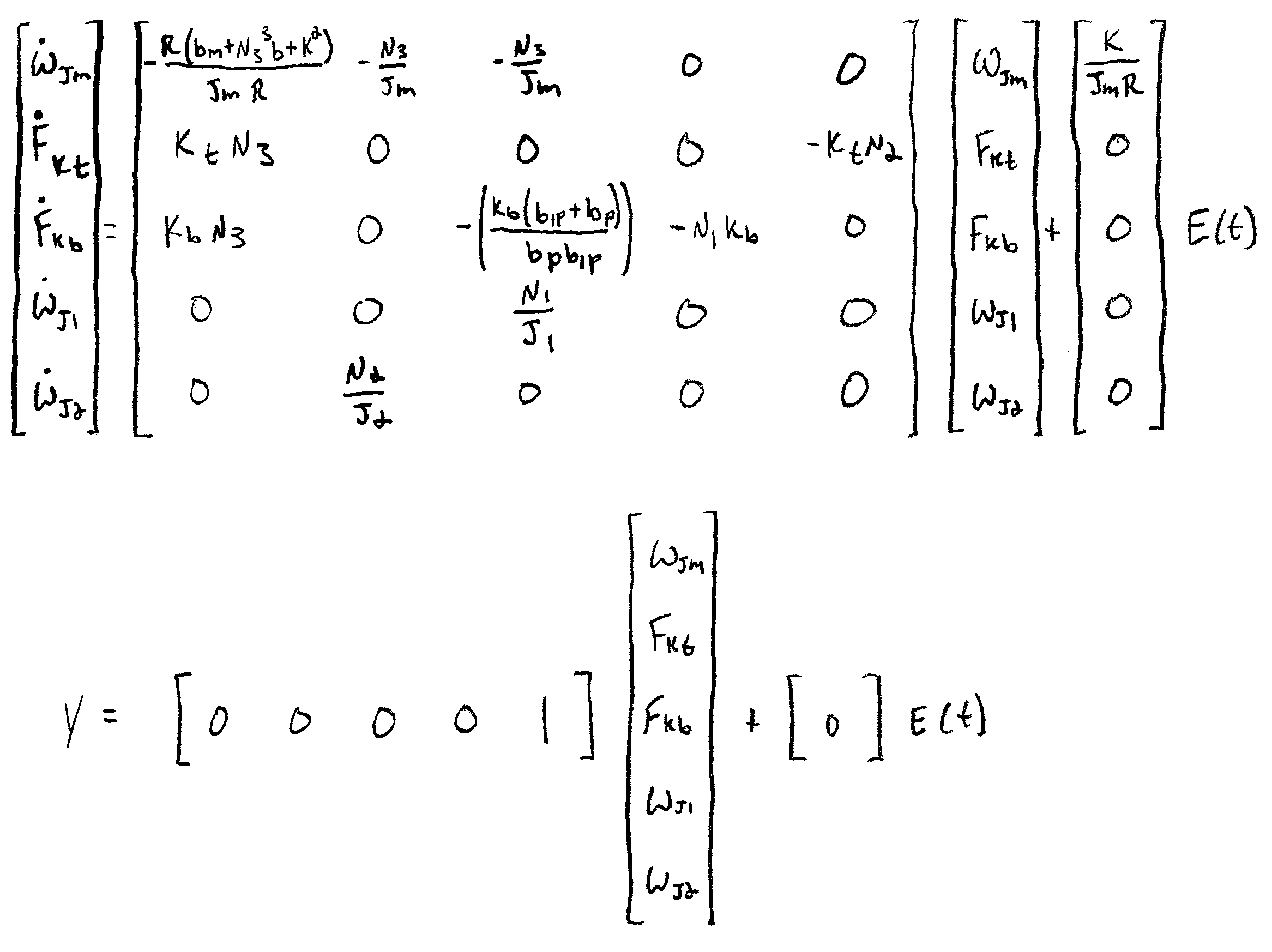 State space matrices